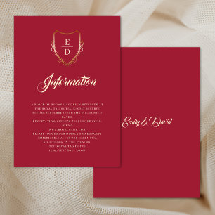 Classic Crimson Red Golden Monogram Luxury Tilläggskort