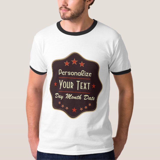 Classic Custom Text Retro Label T Shirt (Framsida)