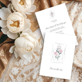 Classic Cute Floral Peonies Bunch in Gray & Pink Inbjudningar