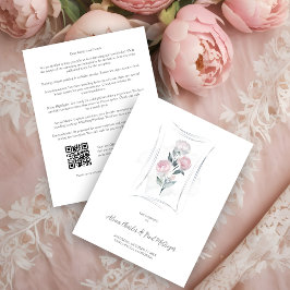 Classic Cute Floral Peonies Bunch in Gray & Pink Tilläggskort