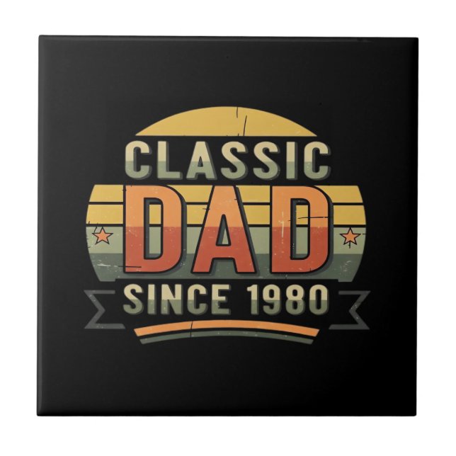 Classic Dad Since 1980  Vintage Retro  Kakelplatta (Framsidan)