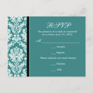 Classic Damask Teal OSA kort