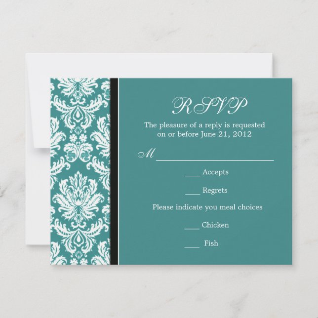 Classic Damask Teal OSA kort (Framsida)