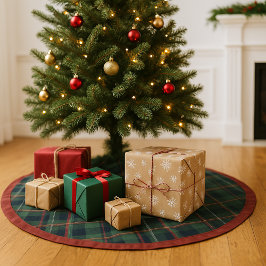 Classic Dark Blue Red Green Plaid Pattern Julgransmatta Borstad Polyester