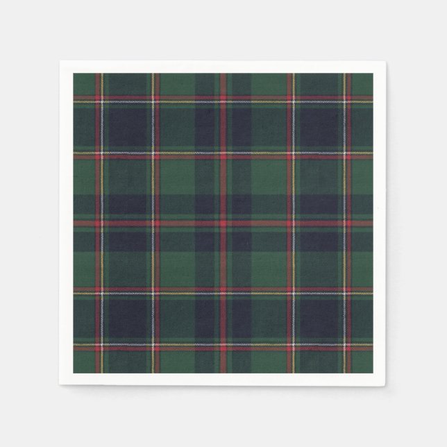 Classic Dark Blue Red Green Plaid Pattern Pappersservett (Framsidan)