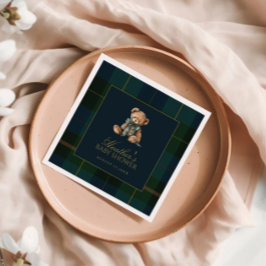 Classic Dark Green & Blue Plaid Baby Shower Pappersservett
