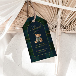 Classic Dark Green Plaid Thank You Favor Tags Presentetikett