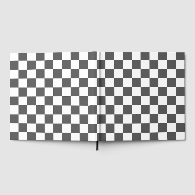 Classic dark grey checkerboard gästböcker (Full)