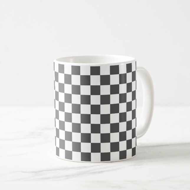 Classic dark grey checkerboard kaffemugg (Framsida höger)