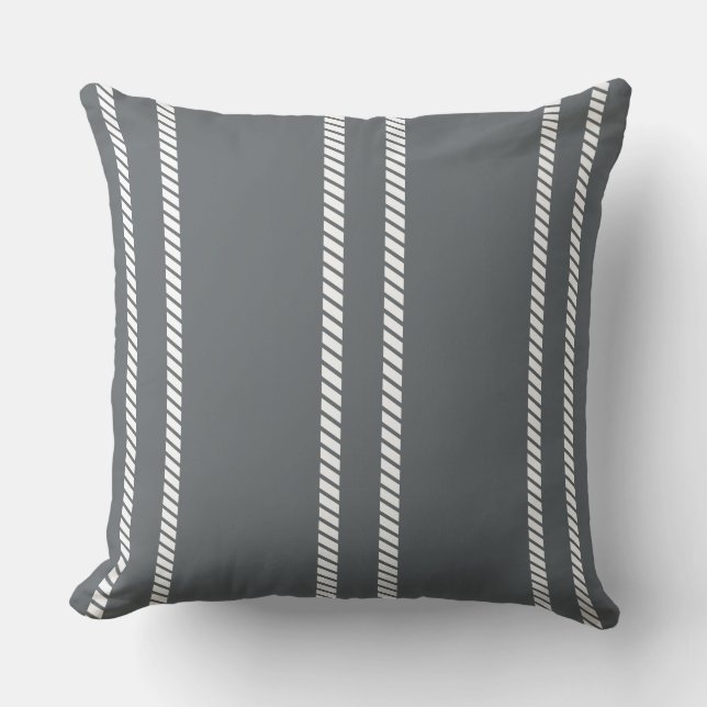 Classic Dark Grey with Stripes Throw Pillow Kudde (Framsida)