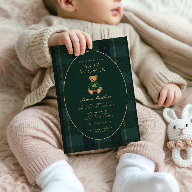 Classic Dark Plaid Lauren Inspired Baby Shower  Inbjudningar (Skapare uppladdad)