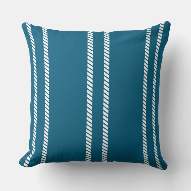 Classic Dark Teal with Stripes Throw Pillow Kudde (Framsida)