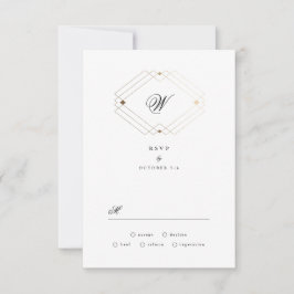 Classic Deco Guld Vintage Grått Calligraphy Bröllo OSA Kort