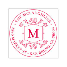 Classic Deco Monogram Round Returadress