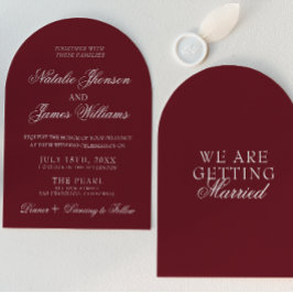 Classic Deep Burgundy Old Money Arched Wedding Inbjudningar