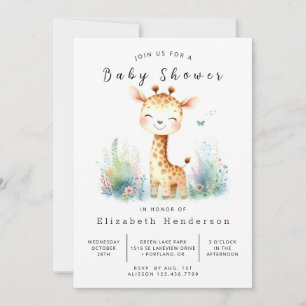 Classic Digital Giraffe Baby Shower Inbjudningar
