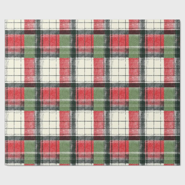 Classic distressed green and red plaid presentpapper (Seam)