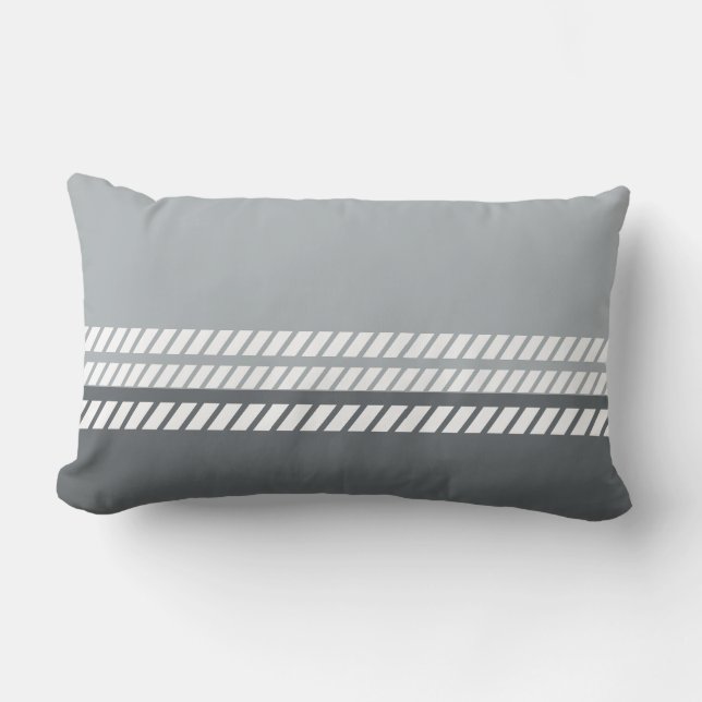 Classic Dove Grey & Dark Grey with Stripes  Lumbarkudde (Framsida)