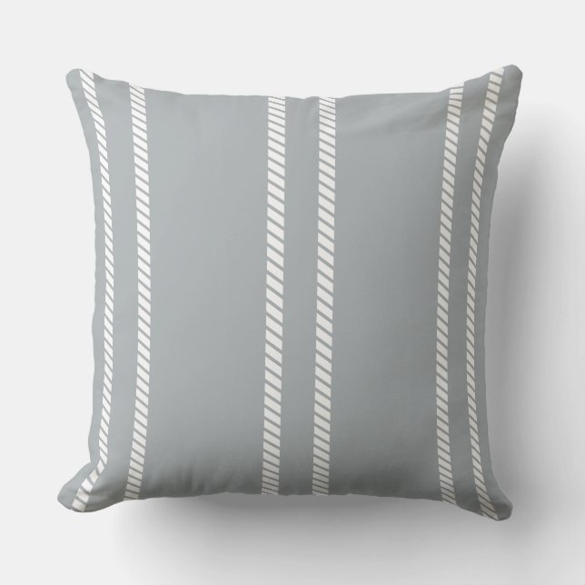 Classic Dove Grey with Stripes Throw Pillow Kudde (Framsida)