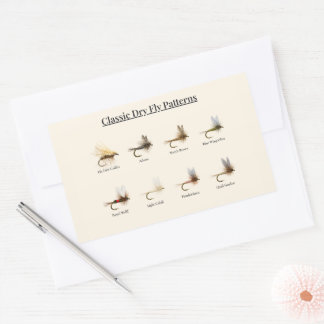 Classic Dry Fly Patterns Sticker – 8 Patterns Rektangulärt Klistermärke