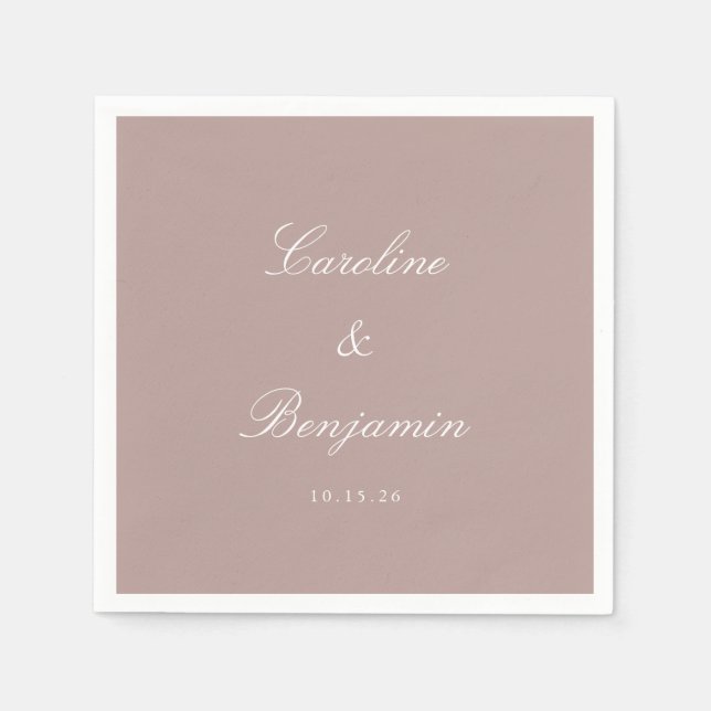 Classic Dusty Mauve Script Elegant bröllop Anpassn Pappersservett (Framsidan)