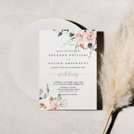 Classic Dusty Rosa ros Blommigt Bröllop Inbjudningar