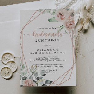 Classic Dusty Rosa ros Bridesmaids Luncheon Inbjudningar