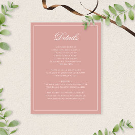 Classic Dusty Rose Border Script Wedding Details Tilläggskort