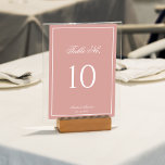 Classic Dusty Rose & White Border Script Wedding Bordsnummer<br><div class="desc">Add a touch of romantic elegance to your reception with our Classic Dusty Rose & White Border Script Wedding Table Number. Featuring a soft dusty rose background, elegant white script, and a refined white border, this table number combines sophistication and style, helping your guests easily find their seats while enhancing...</div>