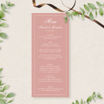 Classic Dusty Rose & White Border Script Wedding Meny<br><div class="desc">Add a touch of romantic elegance to your reception tables with our Classic Dusty Rose & White Border Script Wedding Menu. Featuring a soft dusty rose background, elegant white script, and a refined white border, this menu beautifully combines timeless style with sophisticated charm. Perfect for presenting your carefully selected wedding...</div>