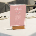 Classic Dusty Rose & White Wedding Seating Chart Bordsnummer<br><div class="desc">Add a touch of romantic sophistication to your reception with our Classic Dusty Rose & White Wedding Seating Chart Table Number. Featuring a soft dusty rose background, elegant white script, and a refined white border, this table number is both functional and stylish. Perfect for helping your guests find their seats...</div>