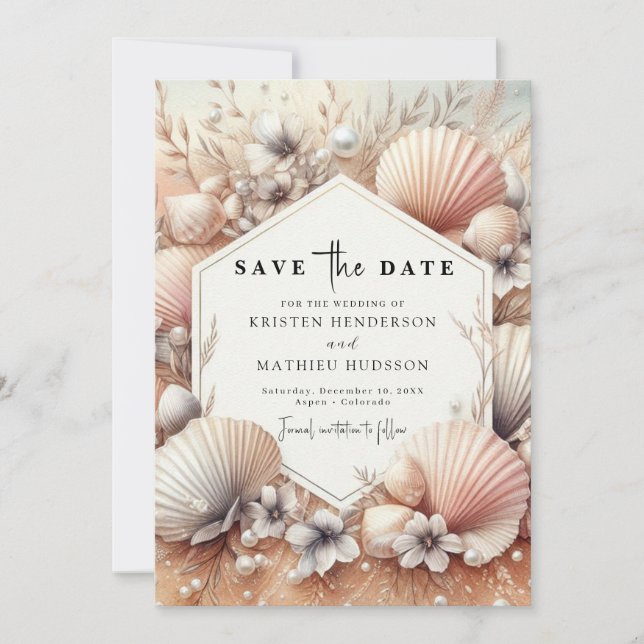 Classic Earthy Beach Wedding Spara Datumet (Framsida)