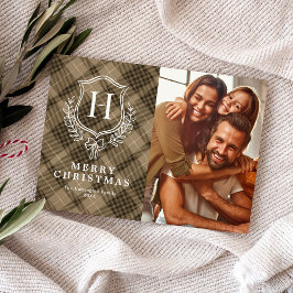 Classic Earthy Play Monogram Photo jul Julkort