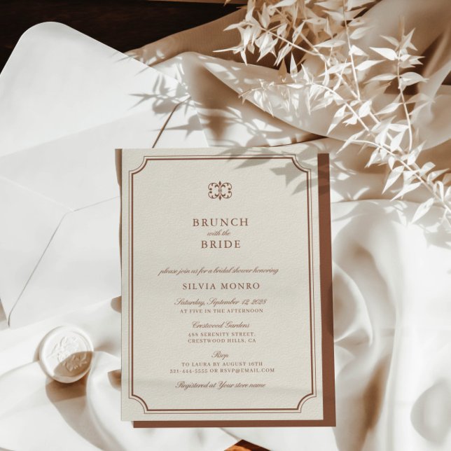 Classic Ecru Brunch med Bride Möhippa (Classic Ecru Brunch with the Bride Bridal Shower Invitation)