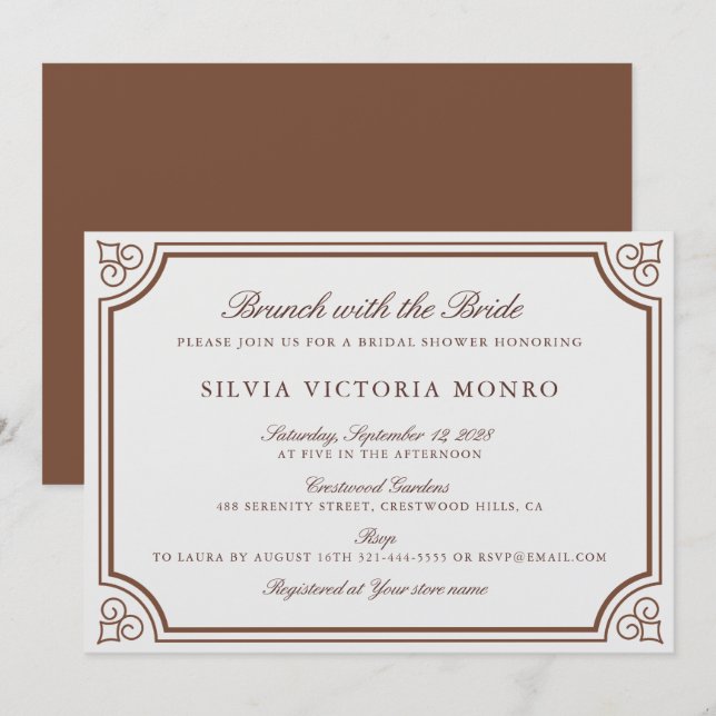 Classic Ecru Brunch med Bride Möhippa Inbjudningar (Fram/baksida)