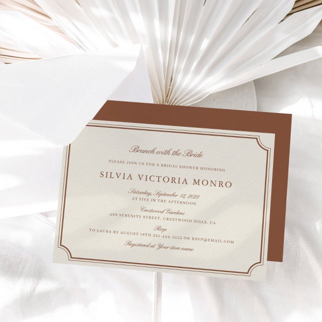 Classic Ecru Brunch med Bride Möhippa Inbjudningar (Classic Ecru Brunch with the Bride Bridal Shower Invitation)