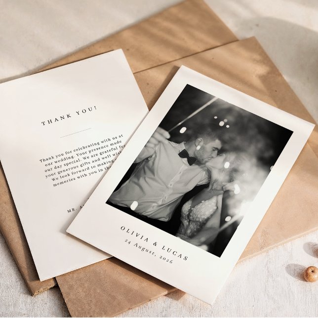 Classic Elegance Black and White Bröllop Tack Kort (Skapare uppladdad)