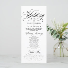 Classic Elegance Black Script, Bröllop Ceremony Pr Program