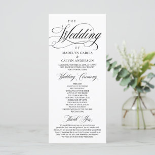 Classic Elegance Black Script, Bröllop Ceremony Pr Program