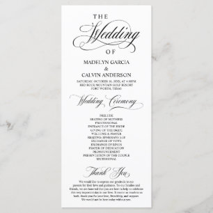 Classic Elegance Black Script, Bröllop Ceremony Program