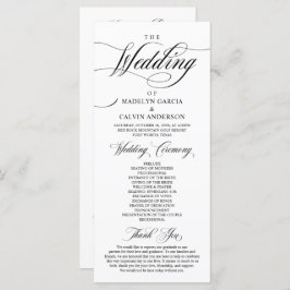 Classic Elegance Black Script, Bröllop Ceremony Program