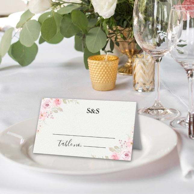 Classic Elegance: Blush Rose Wedding Placeringskort (Skapare uppladdad)