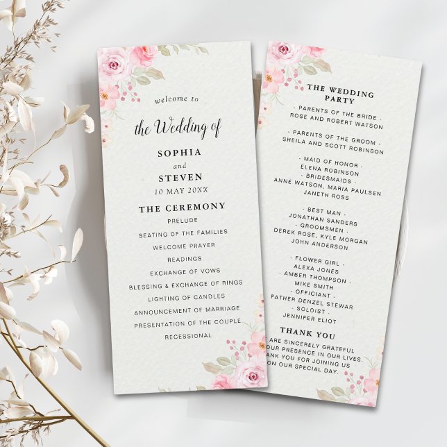 Classic Elegance: Blush Rose Wedding Program (Skapare uppladdad)