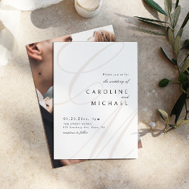 Classic Elegance calligraphy monogram bröllop Inbjudningar