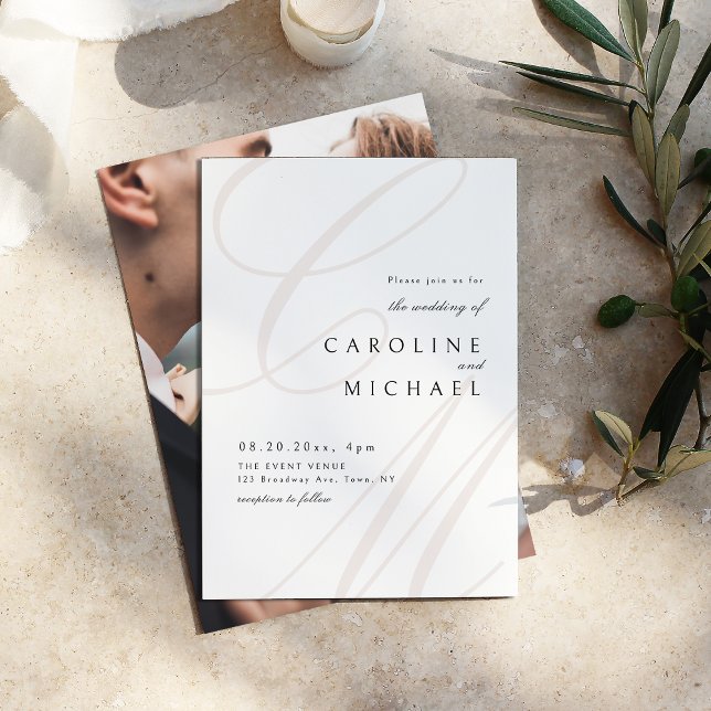 Classic Elegance calligraphy monogram bröllop Inbjudningar (Classic Elegance calligraphy monogram wedding Invitation)