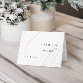 Classic Elegance calligraphy monogram bröllop Tack Kort