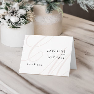 Classic Elegance calligraphy monogram bröllop Tack Kort