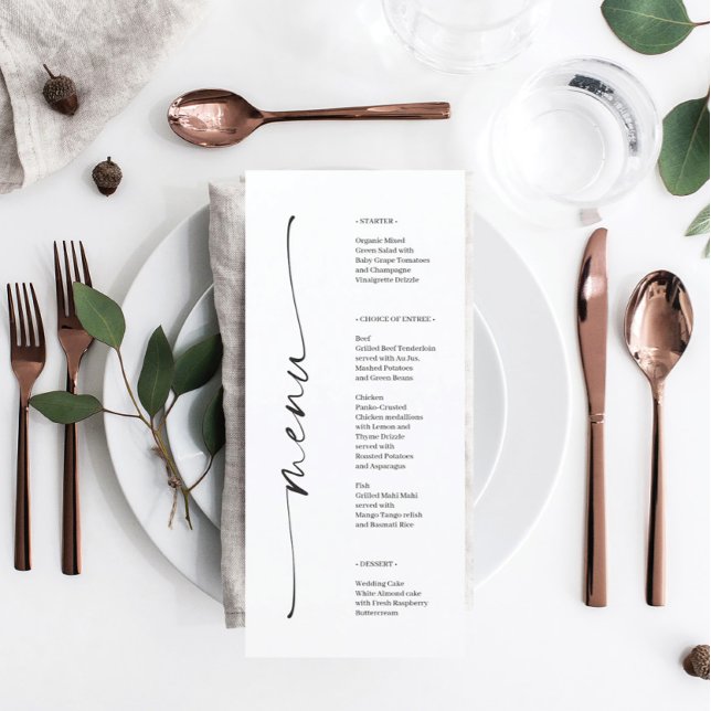 Classic Elegance Dubbla Sided Bröllop Menu Meny (Skapare uppladdad)