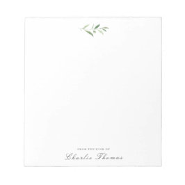 Classic Elegance Greenery Personlig Stationery Anteckningsblock