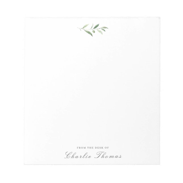 Classic Elegance Greenery Personlig Stationery Anteckningsblock (Framsida)